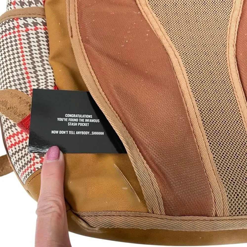 Sprayground Turbo 500 DLXV‎ plaid limited edition backpack tan vegan leather